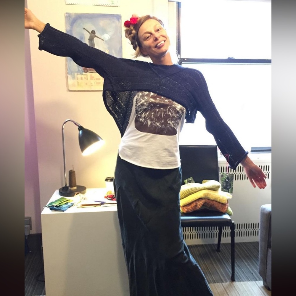 Skif unique hand knit cotton sweater Limited Edition designer Skif color orchid